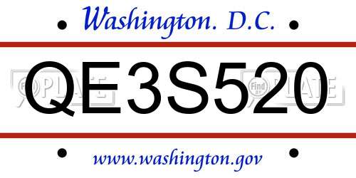 QE3S520 District Of Columbia License Plate