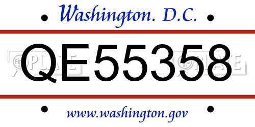 QE55358 District Of Columbia License Plate