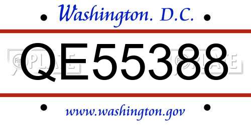 QE55388 District Of Columbia License Plate
