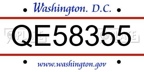 QE58355 District Of Columbia License Plate