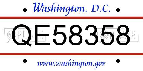 QE58358 District Of Columbia License Plate