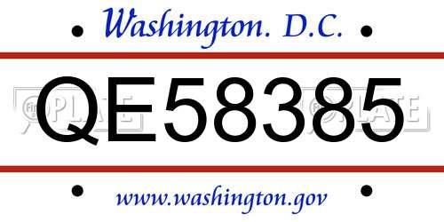QE58385 District Of Columbia License Plate