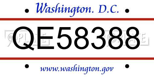 QE58388 District Of Columbia License Plate