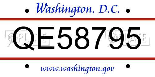QE58795 District Of Columbia License Plate
