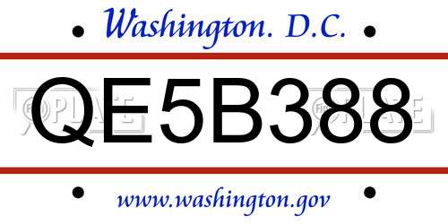 QE5B388 District Of Columbia License Plate