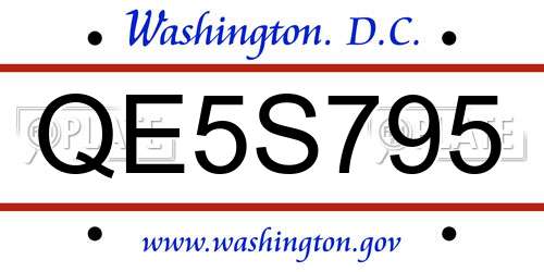 QE5S795 District Of Columbia License Plate