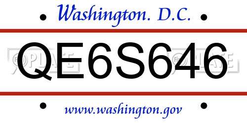 QE6S646 District Of Columbia License Plate