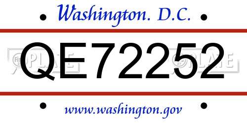 QE72252 District Of Columbia License Plate