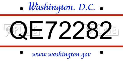 QE72282 District Of Columbia License Plate