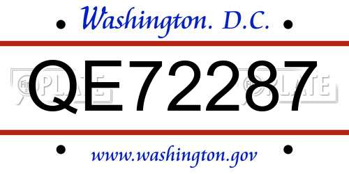 QE72287 District Of Columbia License Plate
