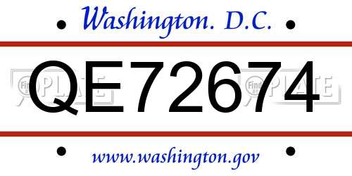 QE72674 District Of Columbia License Plate