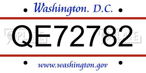 QE72782 District Of Columbia License Plate