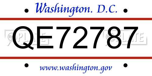 QE72787 District Of Columbia License Plate