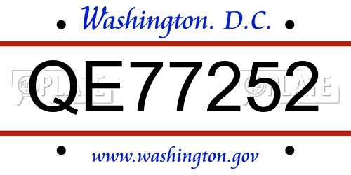 QE77252 District Of Columbia License Plate