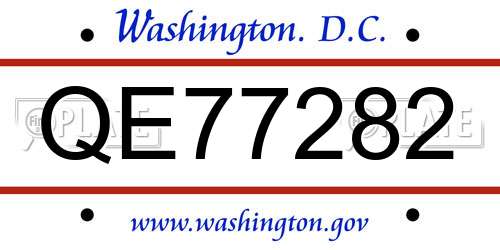 QE77282 District Of Columbia License Plate