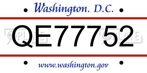 QE77752 District Of Columbia License Plate