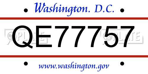 QE77757 District Of Columbia License Plate
