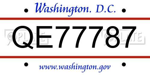 QE77787 District Of Columbia License Plate