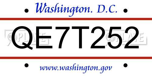 QE7T252 District Of Columbia License Plate