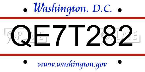 QE7T282 District Of Columbia License Plate