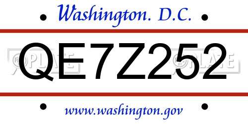QE7Z252 District Of Columbia License Plate