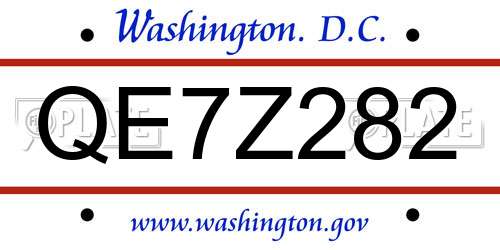 QE7Z282 District Of Columbia License Plate