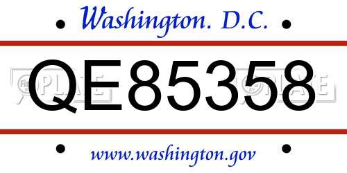 QE85358 District Of Columbia License Plate