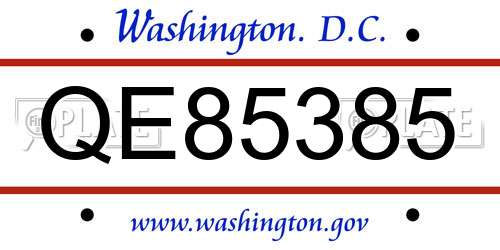 QE85385 District Of Columbia License Plate