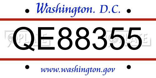 QE88355 District Of Columbia License Plate