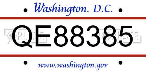 QE88385 District Of Columbia License Plate