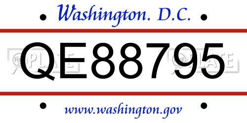 QE88795 District Of Columbia License Plate