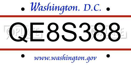 QE8S388 District Of Columbia License Plate