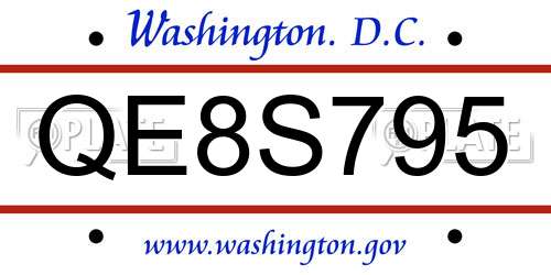 QE8S795 District Of Columbia License Plate