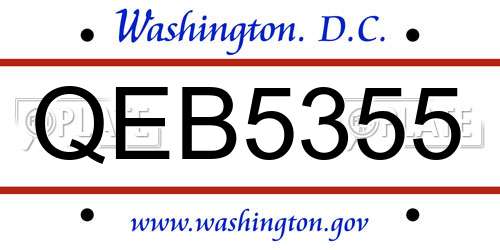 QEB5355 District Of Columbia License Plate