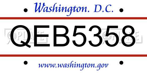 QEB5358 District Of Columbia License Plate