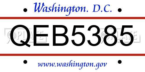 QEB5385 District Of Columbia License Plate
