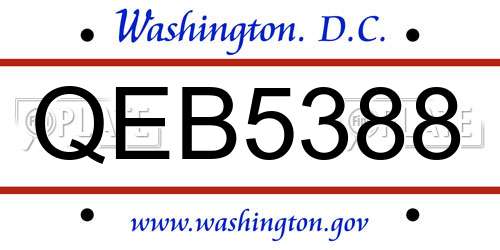 QEB5388 District Of Columbia License Plate