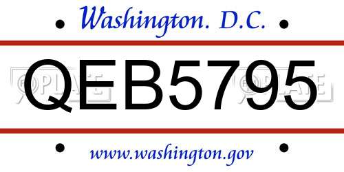 QEB5795 District Of Columbia License Plate