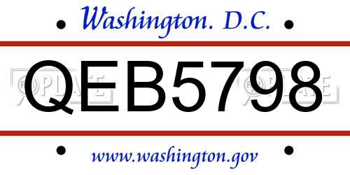 QEB5798 District Of Columbia License Plate