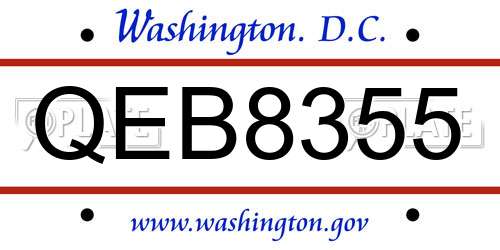 QEB8355 District Of Columbia License Plate