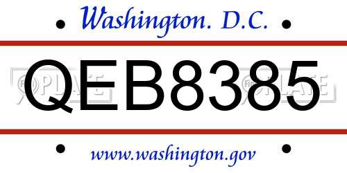 QEB8385 District Of Columbia License Plate