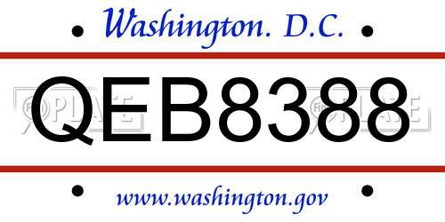 QEB8388 District Of Columbia License Plate