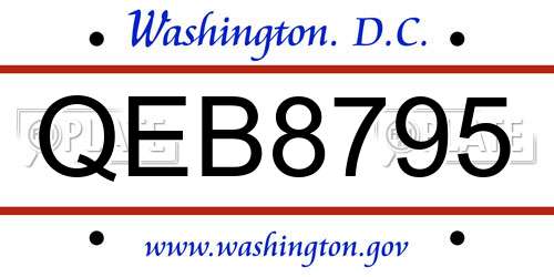 QEB8795 District Of Columbia License Plate