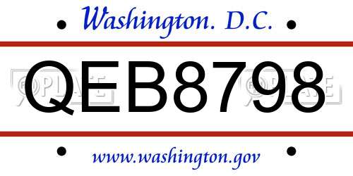 QEB8798 District Of Columbia License Plate