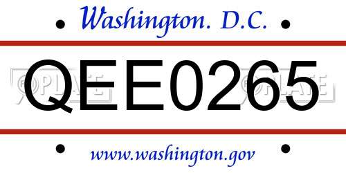 QEE0265 District Of Columbia License Plate