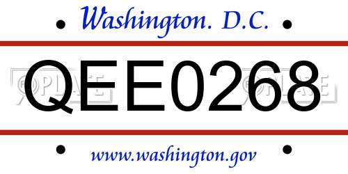 QEE0268 District Of Columbia License Plate