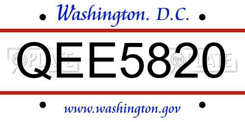 QEE5820 District Of Columbia License Plate