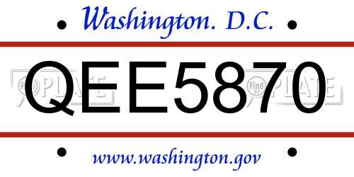 QEE5870 District Of Columbia License Plate