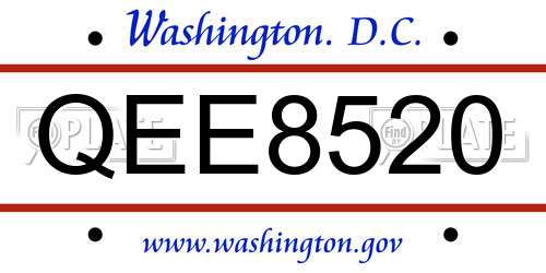 QEE8520 District Of Columbia License Plate