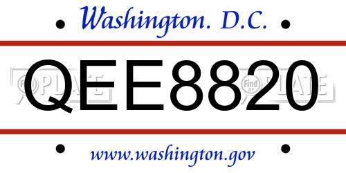 QEE8820 District Of Columbia License Plate
